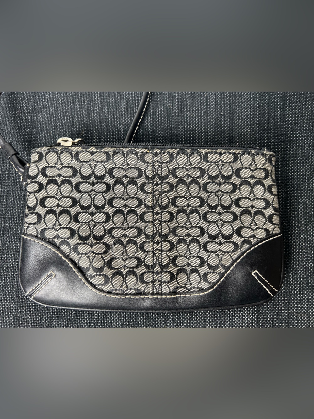 Coach Black and Gray Signature Canvas Wristlet- No Hang Tag